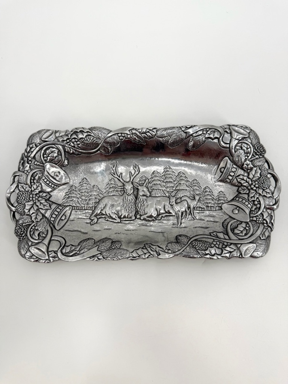 Vintage Arthur Court Serving Bread Tray Platter 1992 Deer Stag 12” Christmas